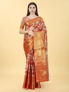 VANAKARA Ethnic Motifs Woven Design Zari Kanjeevaram Saree