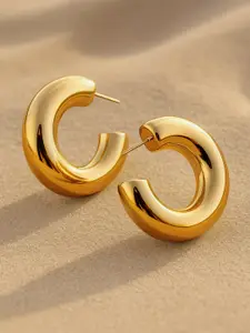 Rubans Voguish 
18k Gold Plated Tarnish-Free Half Hoop Earrings