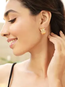 Rubans Voguish Gold-Plated Circular Half Hoop Earrings