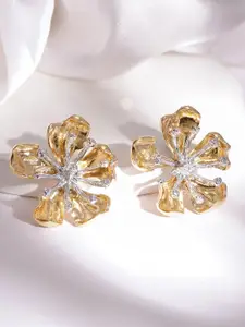 Rubans Voguish Gold-Plated Floral Studs Earrings