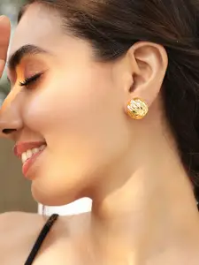 Rubans Voguish Gold-Plated Oval Studs Earrings