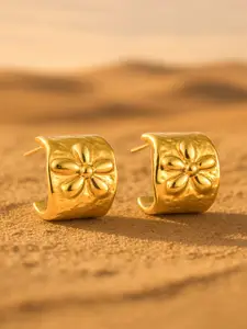 RUBANS Voguish Gold-Plated Circular Half Hoop Earrings