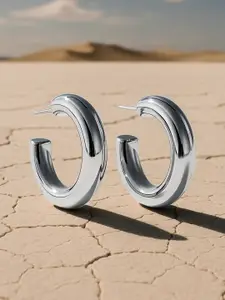 Rubans Voguish Rhodium Plated Stainless Steel Tarnish Free Demi-Fine Hoop Earrings