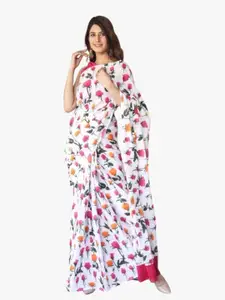 KIAARON Floral Pure Cotton Block Print Saree
