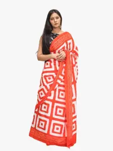 KIAARON Pure Cotton Block Print Saree