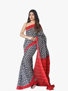 KIAARON Ethnic Motifs Pure Cotton Block Print Saree