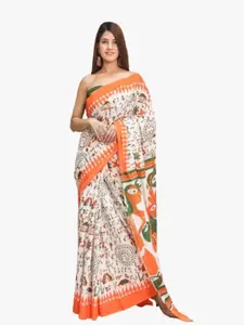 KIAARON Ethnic Motifs Pure Cotton Block Print Saree
