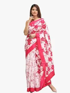 KIAARON Floral Pure Cotton Block Print Saree