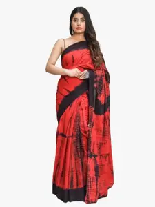 KIAARON Tie and Dye Pure Cotton Block Print Saree