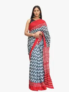 KIAARON Pure Cotton Block Print Saree