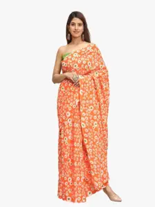 KIAARON Floral Pure Cotton Block Print Saree