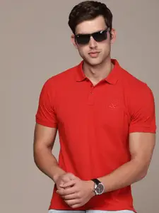 WROGN Brand Logo Embroidered Polo Collar Slim Fit T-shirt