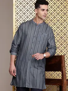 House of Pataudi Ethnic Motifs Printed & Striped Rozana Kurta