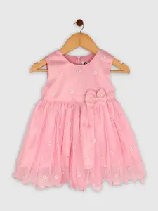 BAESD Girls Round Neck Embellished Fit & Flare Dress