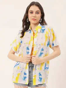 Moomaya Abstract Printed Spread Collar Casual Shirt