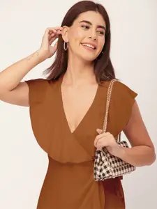 Moomaya V Neck Sleeveless Wrap Dress
