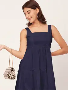 Moomaya Cotton Square Neck Flared Fit & Flare Dress
