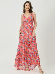 Moomaya Floral Printed Shoulder Straps Maxi Dress