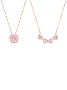GIVA Rose Gold-Plated 925 Sterling Silver Heart Magnet Necklace