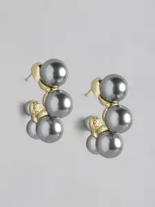 Carlton London Gold-Plated Contemporary Half Hoop Pearl Earrings