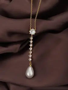 Carlton London Premium Gold-Plated Pearl Necklace