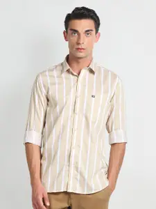 Arrow Sport Spread Collar Long Sleeves Slim Fit Cotton Striped Casual Shirt