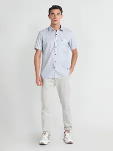 Arrow Sport Spread Collar Short Sleeves Floral Cotton Printed Casual Shirt