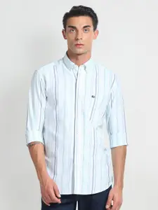 Arrow Sport Spread Collar Long Sleeves Slim Fit Cotton Striped Casual Shirt