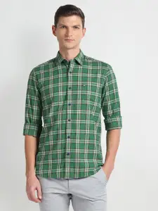 Arrow Sport Spread Collar Long Sleeves Slim Fit Cotton Tartan Checks Casual Shirt