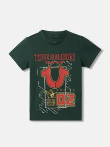 True Religion Boys Brand Logo Printed Applique Round Neck Short Sleeves Cotton T-shirt