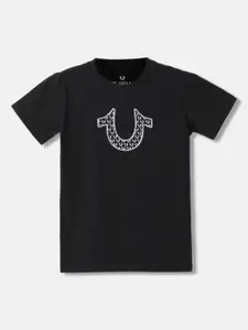 True Religion Boys Brand Logo Printed Round Neck Short Sleeves T-shirt