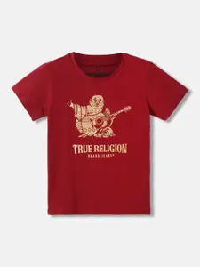True Religion Boys Brand Logo Printed Round Neck Short Sleeves Cotton T-shirt