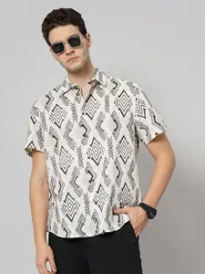 Celio Spread Collar Short Sleeves Classic Printed Casual cotton Shirt