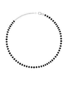 GIVA 925 Sterling Silver Rhodium-Plated Beaded Anklet