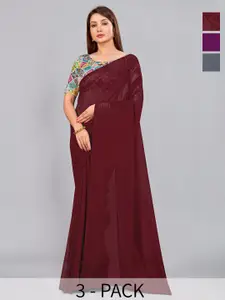 CastilloFab Selection Of 3 Pure Georgette Sarees