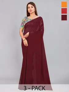CastilloFab Selection Of 3 Pure Georgette Saree