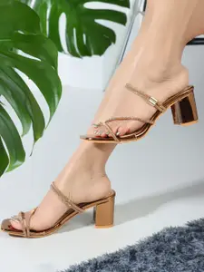 ICONICS Embellished Open Toe Block Heels