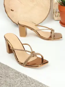 ICONICS Embellished Open Toe Block Heels