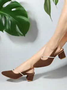 ICONICS Pointed Toe Block Heeled Pumps