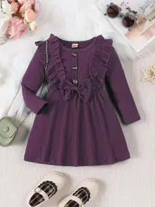 BAESD Girls Modal Round Neck Bow Opaque A-Line Dress