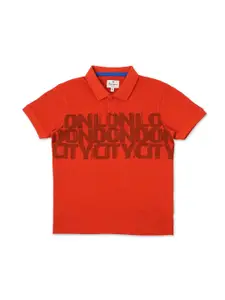 Pepe Jeans Redcliff Jr Boys Typography Printed Polo Collar Pure Cotton T-shirt