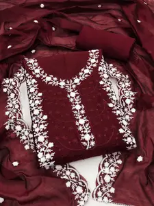 KALINI Floral Embroidered Chanderi Silk Unstitched Dress Material