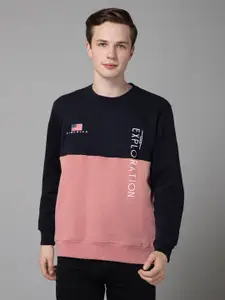 Cantabil Men Pink Colourblocked Sweatshirt
