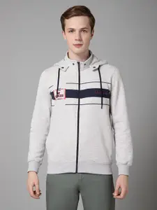 Cantabil Striped Hooded Front-Open Sweatshirt