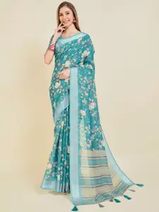 Mitera Floral PrintedZari Linen Saree