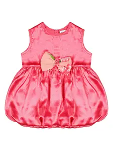 BAESD Girls Bow Embellished Round Neck Balloon Dress