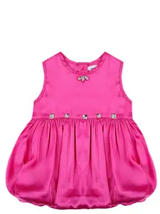 BAESD Girls Round Neck Satin Balloon Dress