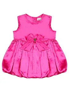 BAESD Girls Round Neck Sleeveless Bow Embellished Balloon Dress