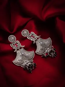 aadita Gold-Plated Beaded Silver Contemporary Drop Earrings