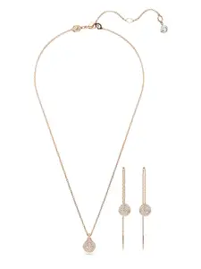 SWAROVSKI Rose Gold-Plated Crystal-Studded Sublima Pendant Set